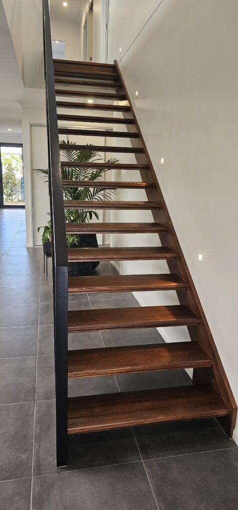 Open stair with powdercoated balustrade