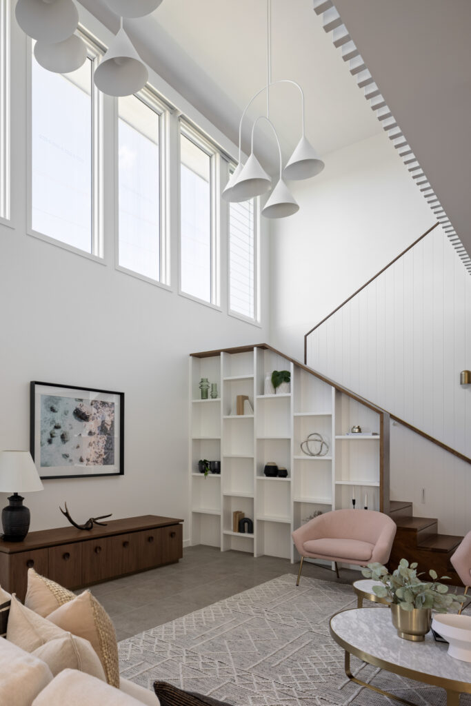 View of capping on half wall with lounge room in the foreground