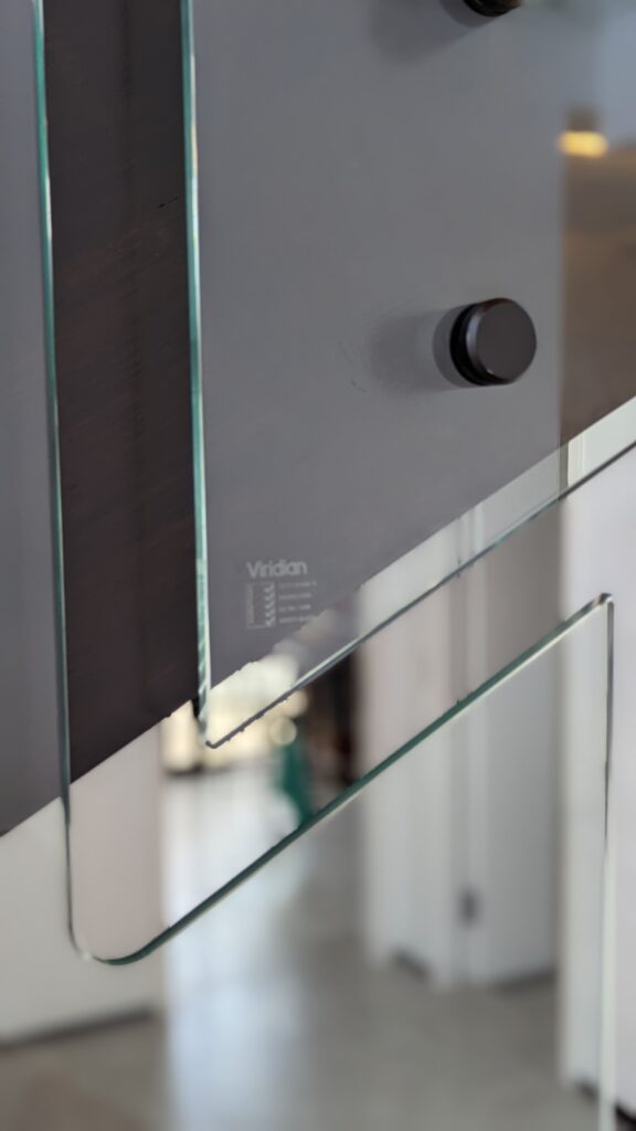 Close up of detail in glass balustrade